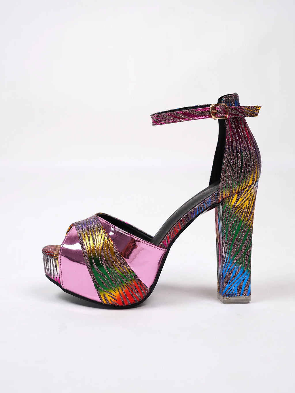 2025 Summer Fashion New Colorful Catwalk Shoes Women's Super High Heels Sandals Waterproof Platform Coarse Heel Peep-toe Sandals