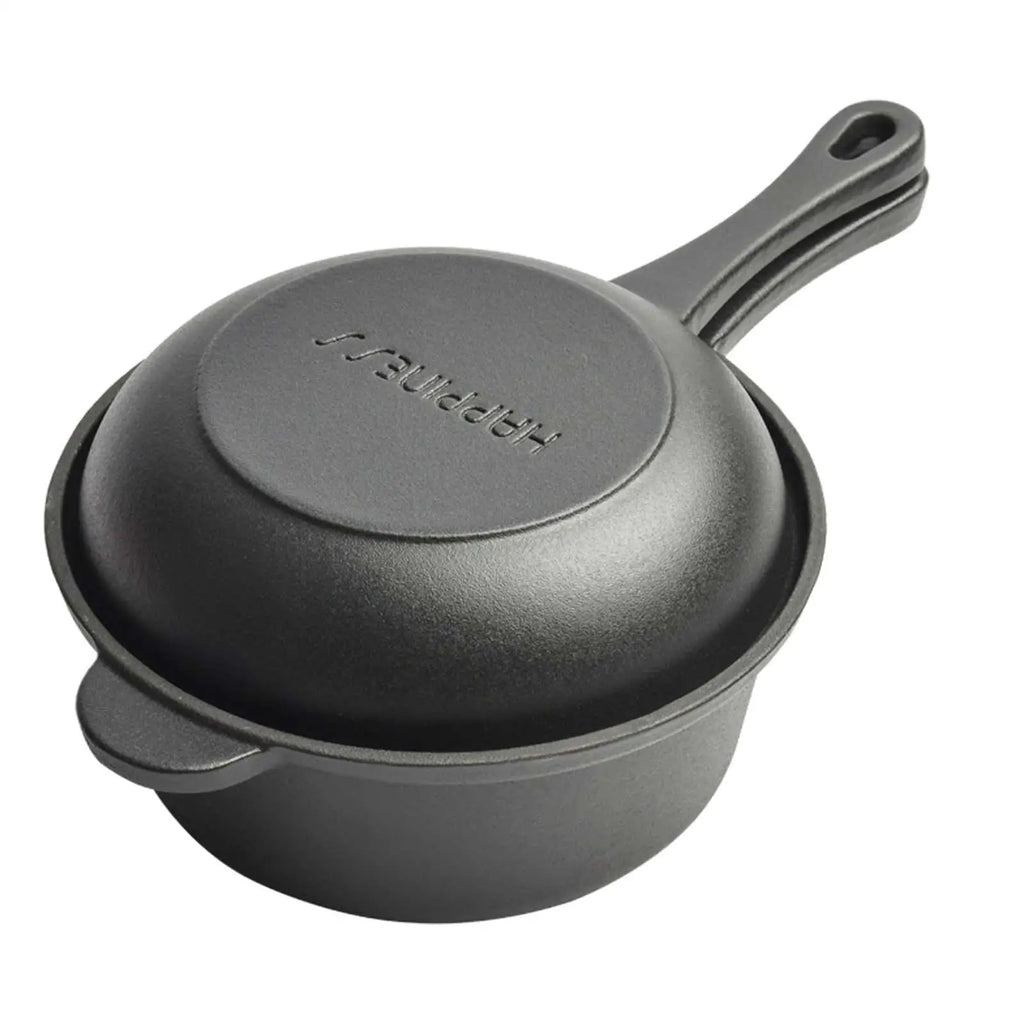 Cast Iron Pan with Skillet Lid BBQ heating fast Nonstick Stovetop Heavy Duty Soup Pot Frying Pan Stewpot for camping