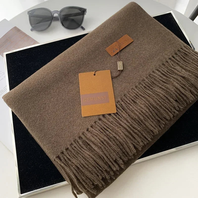2024 Winter Cashmere Scarf Women Thick Warm Pashmina Shawls Wraps Solid Color Tassel Lady Blanket Echarpe Bufanda Hijab