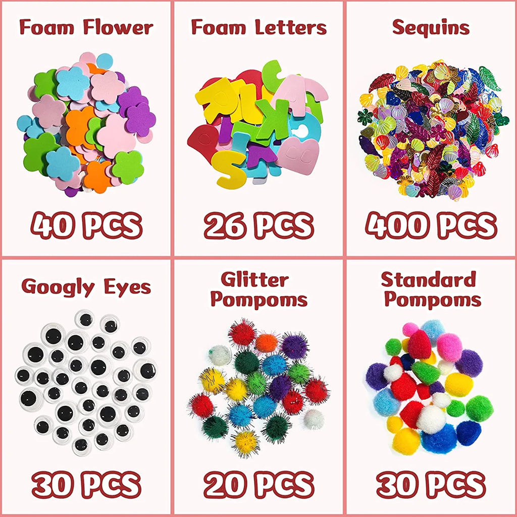 1219pc Kids DIY Art Craft Sets Children Craft Supplies Kits Creative Craft Set for School Projects DIY Activities Party Supplies
