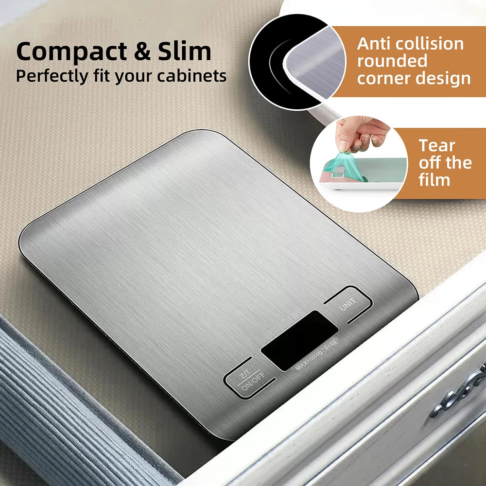 Digital Kitchen Scale LED Display 10kg/1g Stainless Steel Panel Electronic Scales Home Jewelry Food Snacks Weighing Baking Tools