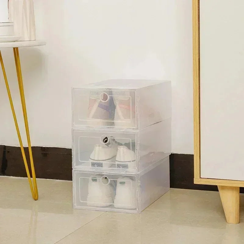 6pcs/set Thickened Drawer Case Plastic Shoe Boxes Transparent Plastic Shoes Case Stackable Box Shoe Organizer Shoe box
