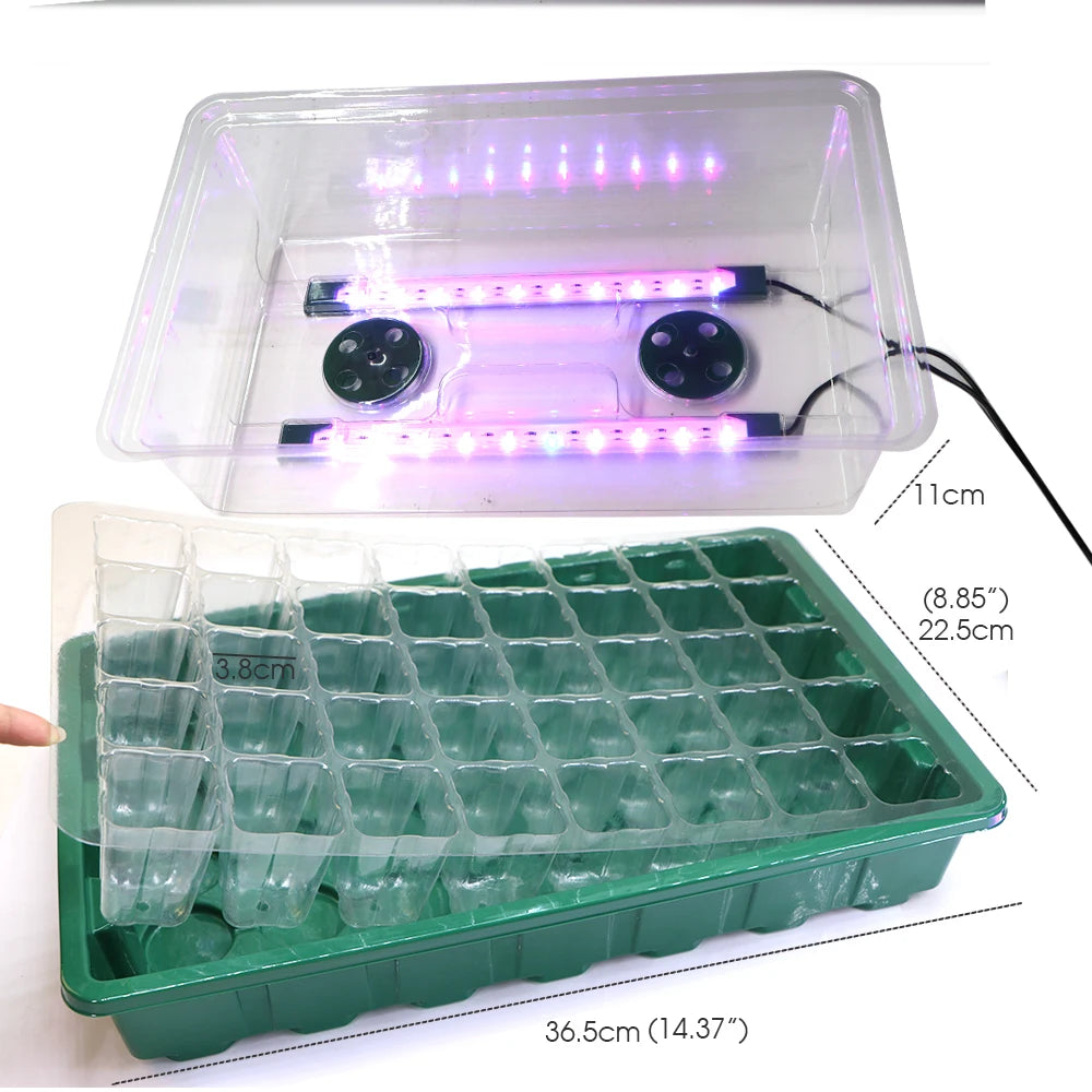 40/80 Cells Seed Starter Tray with 2 Long Strip Grow Light Seed Starter Kit with Humidity Dome for Home Garden Plants Cultivate
