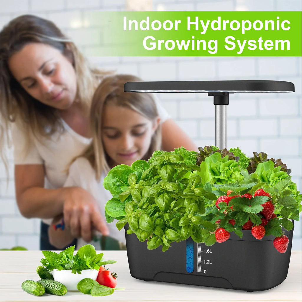 8/12 Pods Hydroponics Growing System Herb Garden Kit Indoor Adjustable Height Automatic Timer 20W LED Grow Lights 4L Water Tank