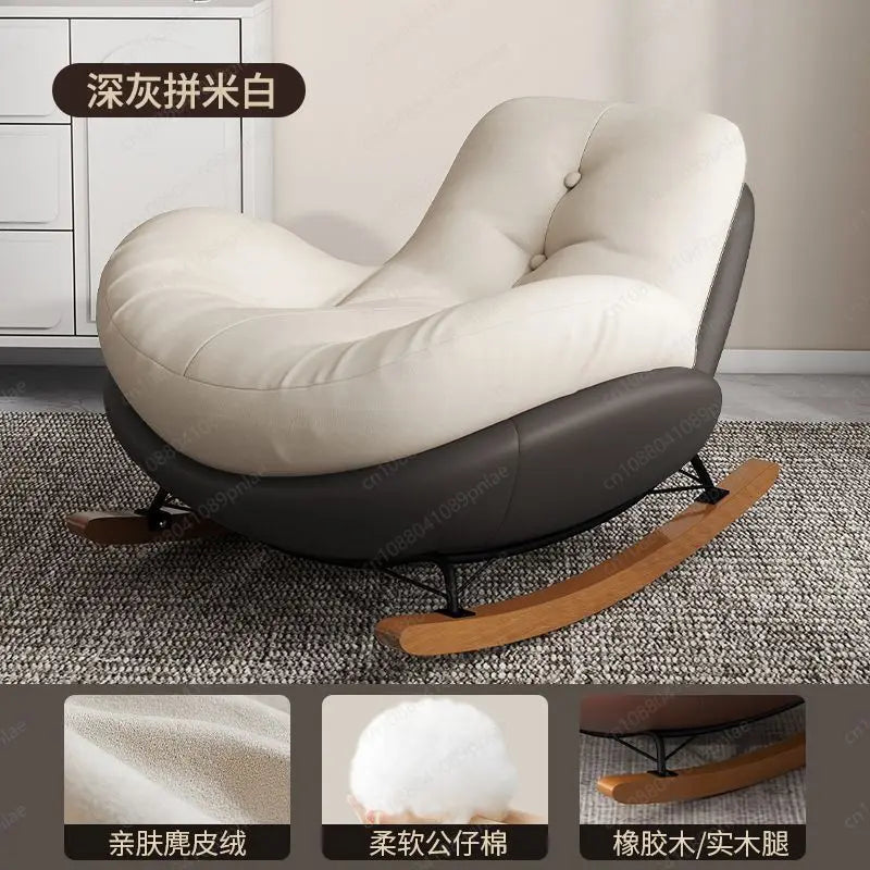 Eggshell Rocking Lazy Sofa, Balcony Living Room Home Drama Recliner