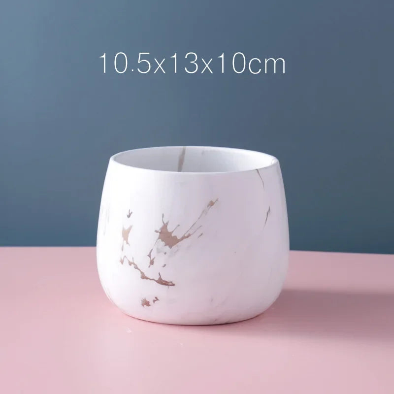 Creative Ceramic Small Flower Pot Nordic Electroplating Potted Hydroponic Flower Pot Ceramic Ornament Green Radish Succulent