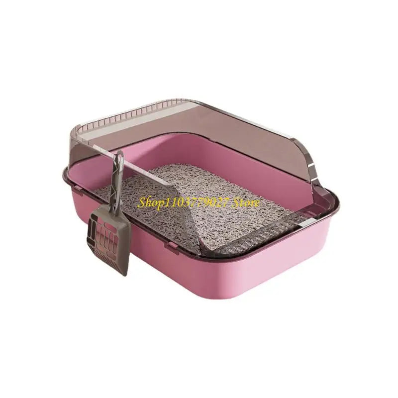 C4DF Semi Covered Pet Toilet Easy to Clean Plastic Litter Tray for Home Use