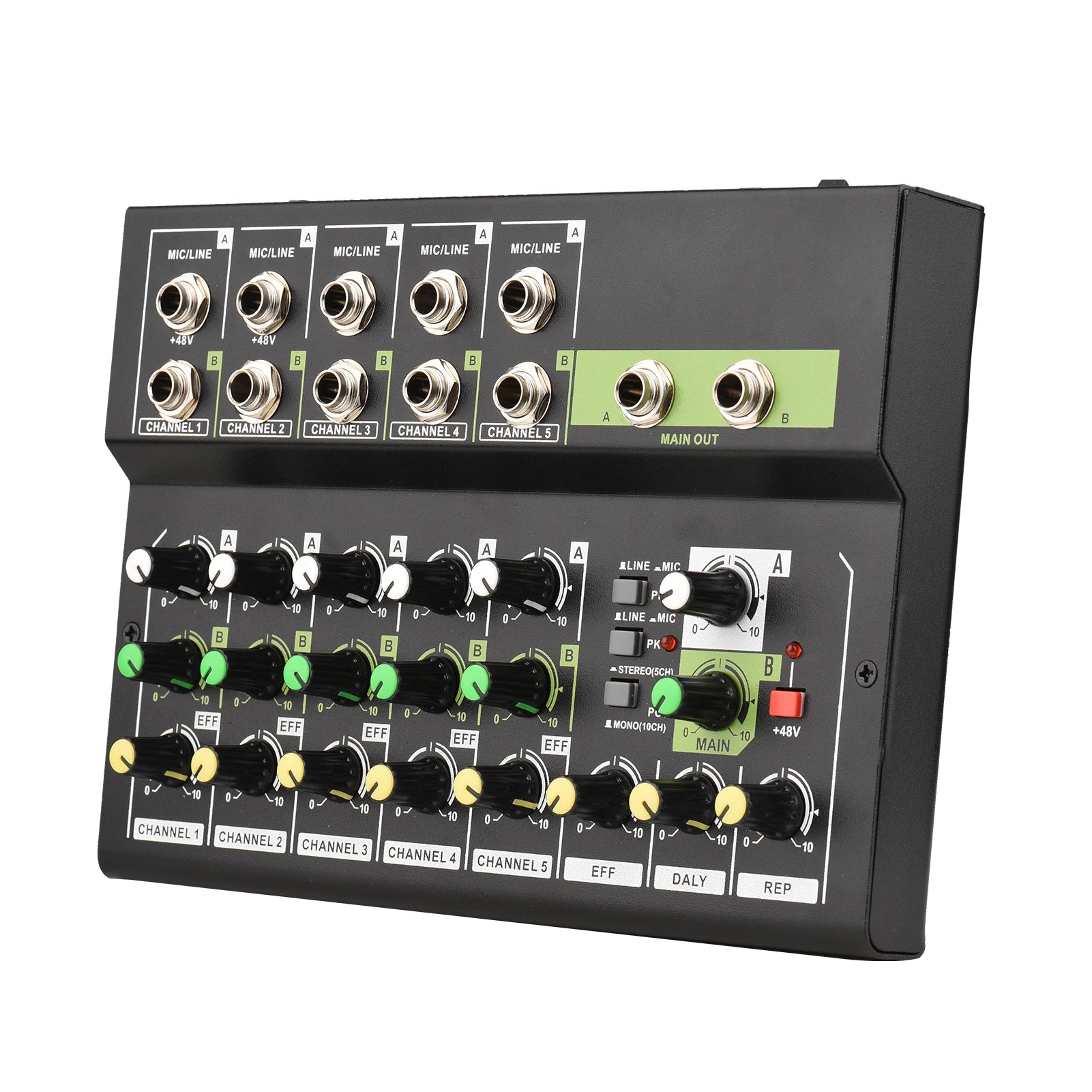 10-Channel Mixing Console Digital Audio Mixer Stereo Mic/Line Mixer Reverb & 48V Phantom Power for Recording DJ Live Karaoke