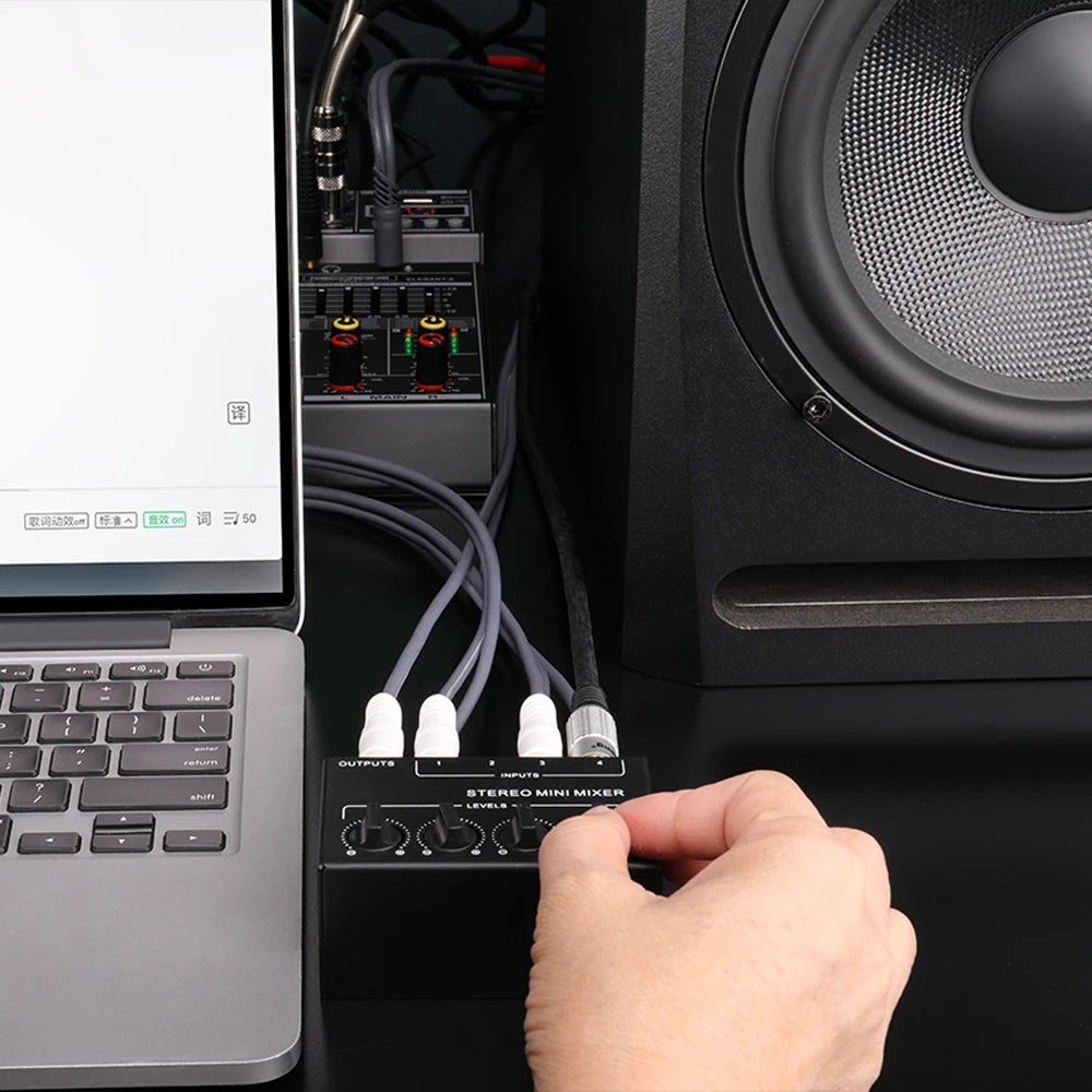 CX400 Mini Passive Stereo Sound Mixer RCA 4-Channel Small Audio Mixer Stereo Dispenser For Live Studio DJ Equipment