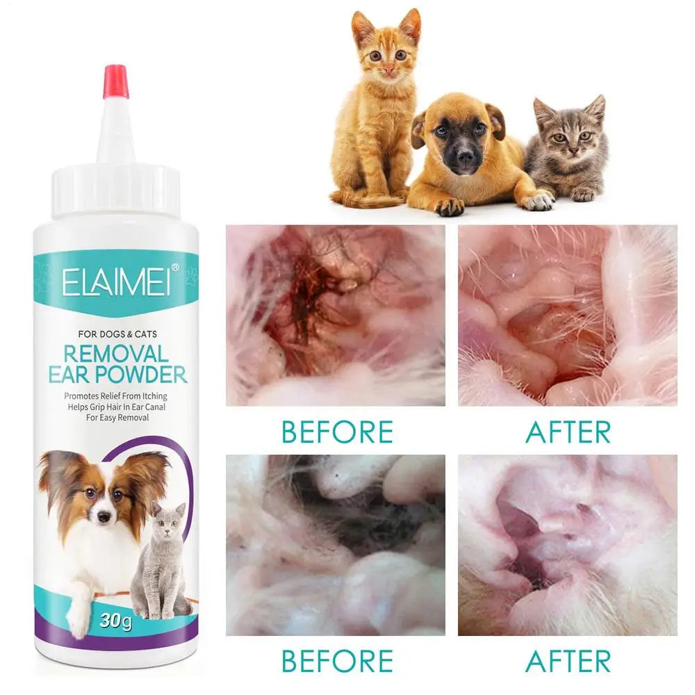 30G Dog Ear Powder Ear Wash Powder Safe Dog Cleaner for Healthy Ears Odor Removal Pet Accessories Ear Cleaner for Rabbits Cats