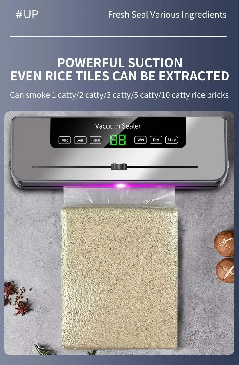 Electric Vacuum Sealer Built-in Cutter Kitchen Food Storage Seal Touch Button Dry/Wet Food Package Sealer Kitchen Vacuum Sealer