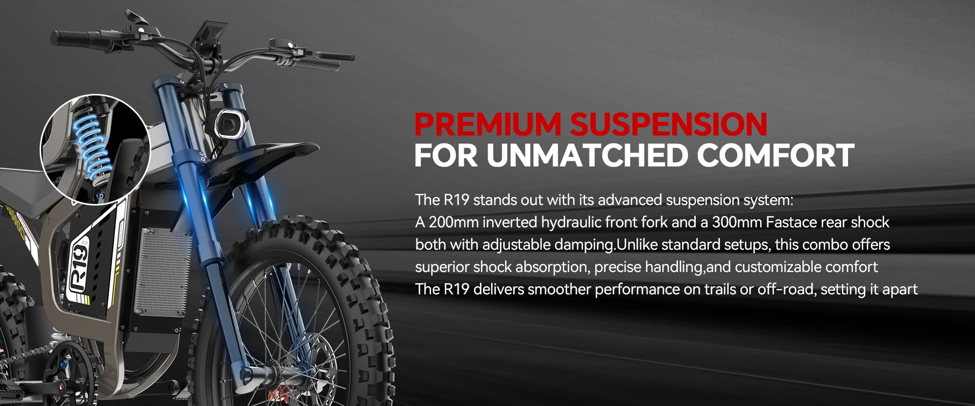 COSWHEEL R19 Electric motorcycle 6000W 72V 40ah 85km/h Lithium Battery Adult Mountain Ebike Electric Motorcycle