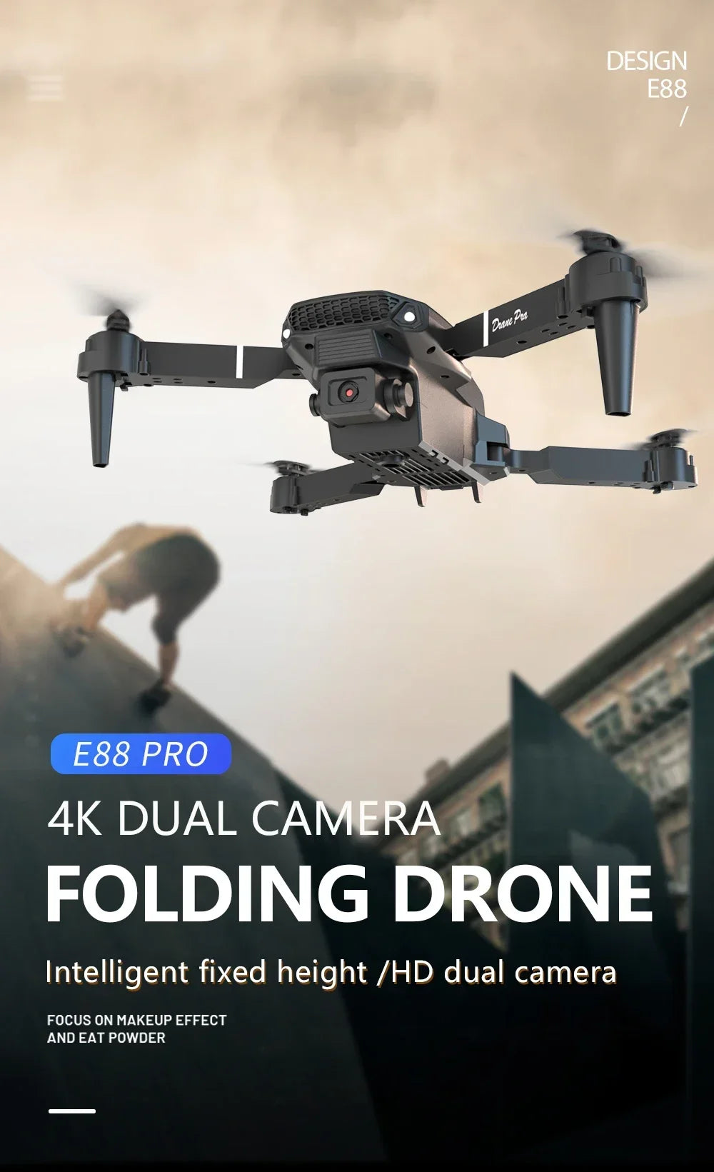 2026 New E88 Drone offers foldable design big screen 8K dual camera GPS brushless motor obstacle avoidance for RC toys gifts