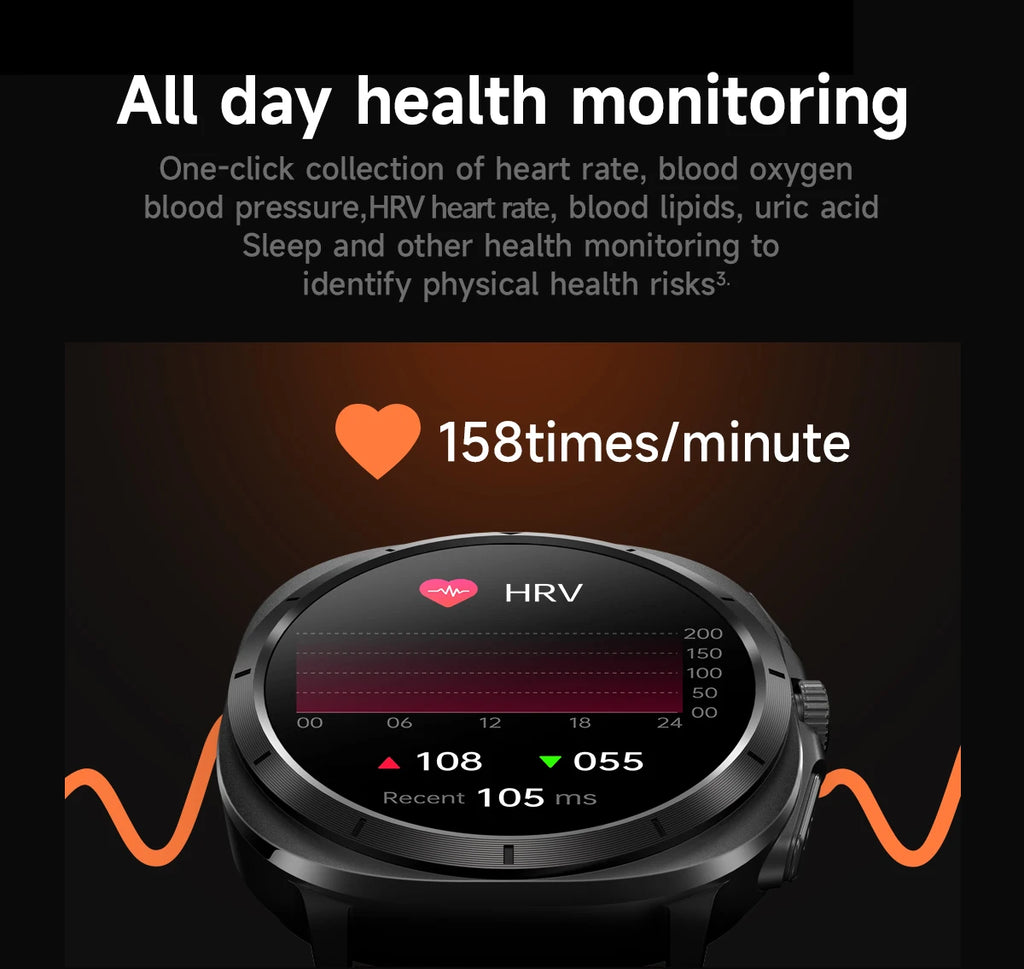 2025New ECG+PPG Laser Diagnose Blood pressure Smart Watch Men Heart Rate Uric Acid Blood fat Body analysis Health NFC Smartwatch