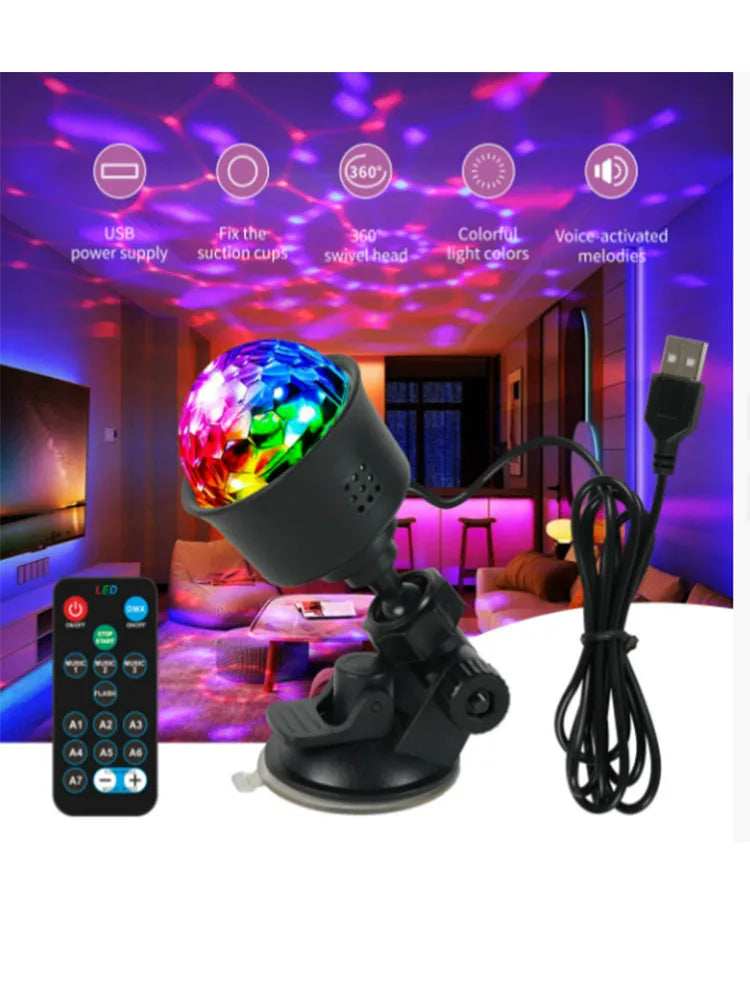 7 Colors Strobe Light Sound Activated Stage with Remote Control Disco Ball Lamps for Home Room Parties Kids Birthday Wedding Bar
