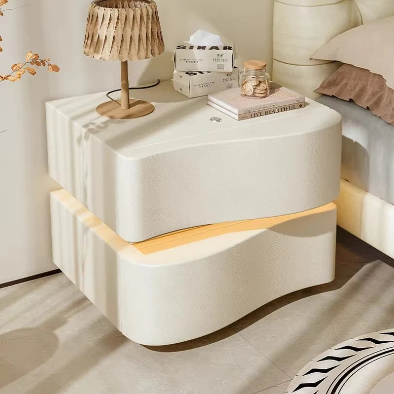 Decor Trendy Bedside Table Bedroom Luxury Organizer Wood Unique White Bedside Table Led Nordic Mesitas De Noche Home Furniture