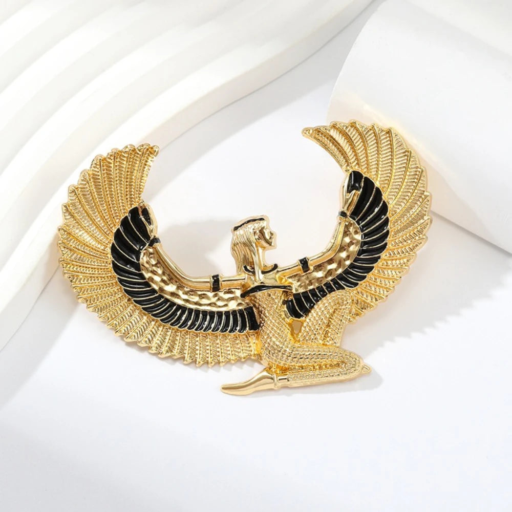 Egyptian Horus Eagle Brooch Gold Black Retro Exotic Style Pin Suits Coats Cultural And Creative Decorative Accessories