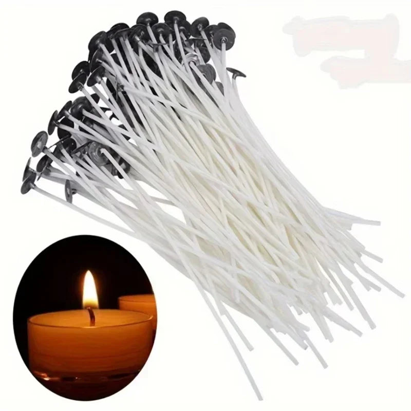 100pcs/30Pcs Smokeless Candle Wicks Soy wax Pure Cotton Core DIY Candle Making Pre-waxed Wick For Party Supplies
