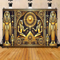1 ancient Egyptian art party banner with pictographic symbols, designed in gold and black