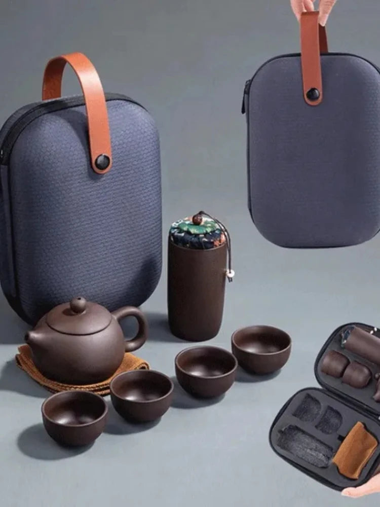 1SET Elegant & Portable Zisha Tea Set - The Perfect Holiday Gift for Tea Lovers