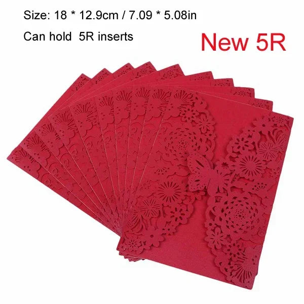 10pcs 3D Butterfly Wedding Invitation Card Flower Bithday Cards Girl Debut Invitations Laser Cut Hollow Out Party Cards 5R size