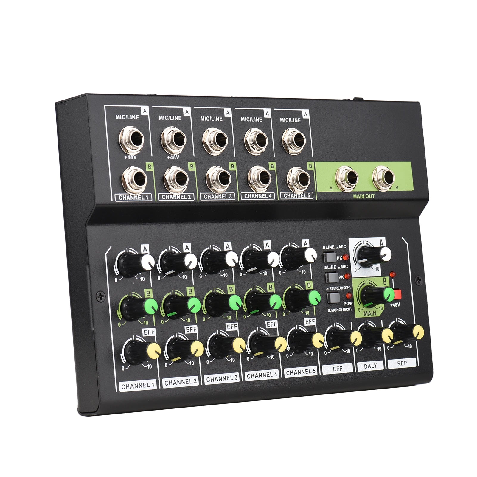 10-Channel Mixing Console Digital Audio Mixer Stereo Mic/Line Mixer Reverb & 48V Phantom Power for Recording DJ Live Karaoke