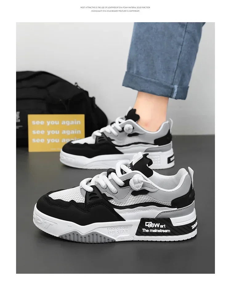 2025 new large-sized men's shoes, all-season fashion and versatile, soft-soled white sneakers and sports shoes