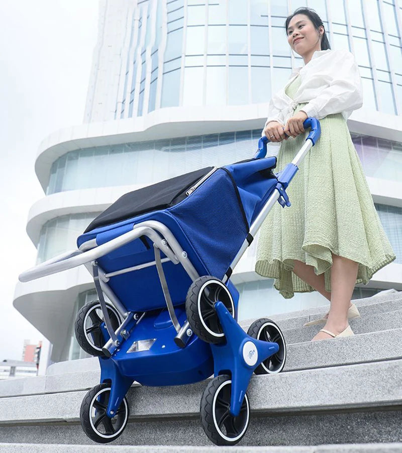 Electric Climbing Shopping Cart Large Capacity Silent Electric Handcart Household Portable Foldable Shopping Bag with Wheels