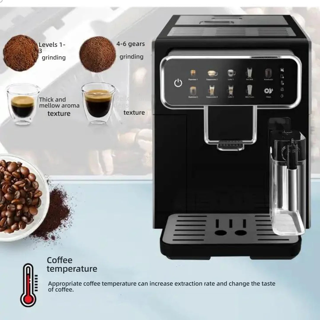 CAFOVO AE01 Fully Automatic Coffee Machine Bean to Cup One Touch Espresso Americano Maker with Milk Frother 1350W