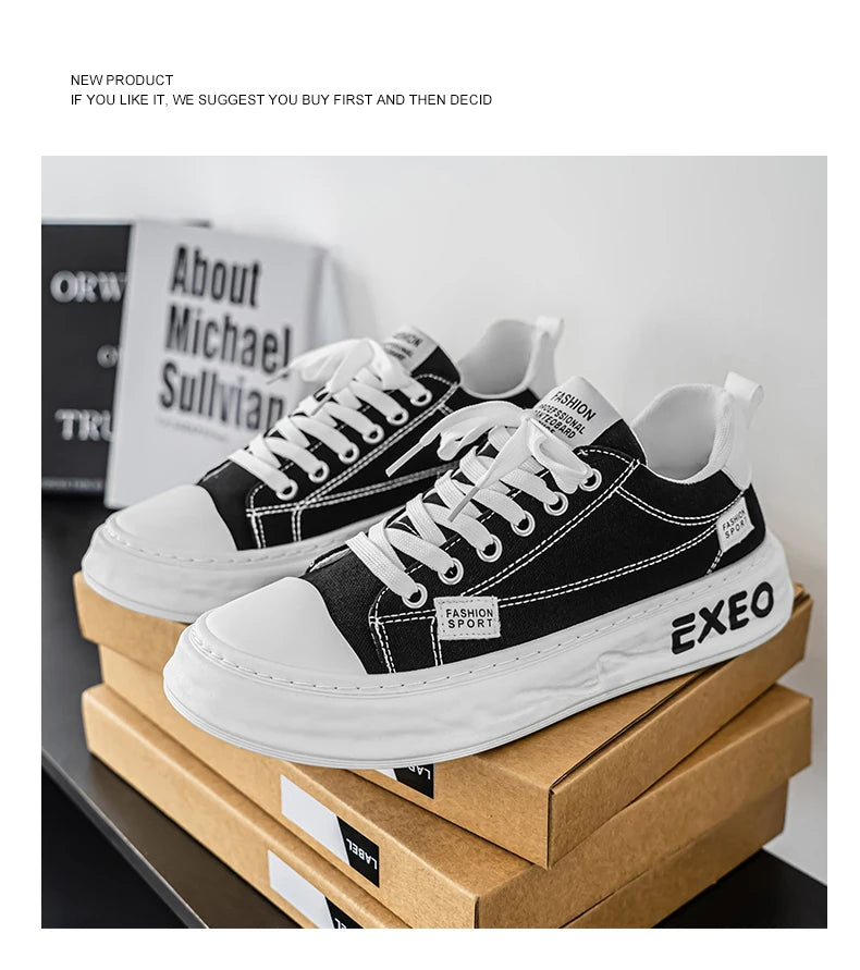 Casual Sneakers Sporty Design Trendy Flat Men's Canvas Shoes Breathable Low-Top Footwear Summer Winter Spring Autumn Wear