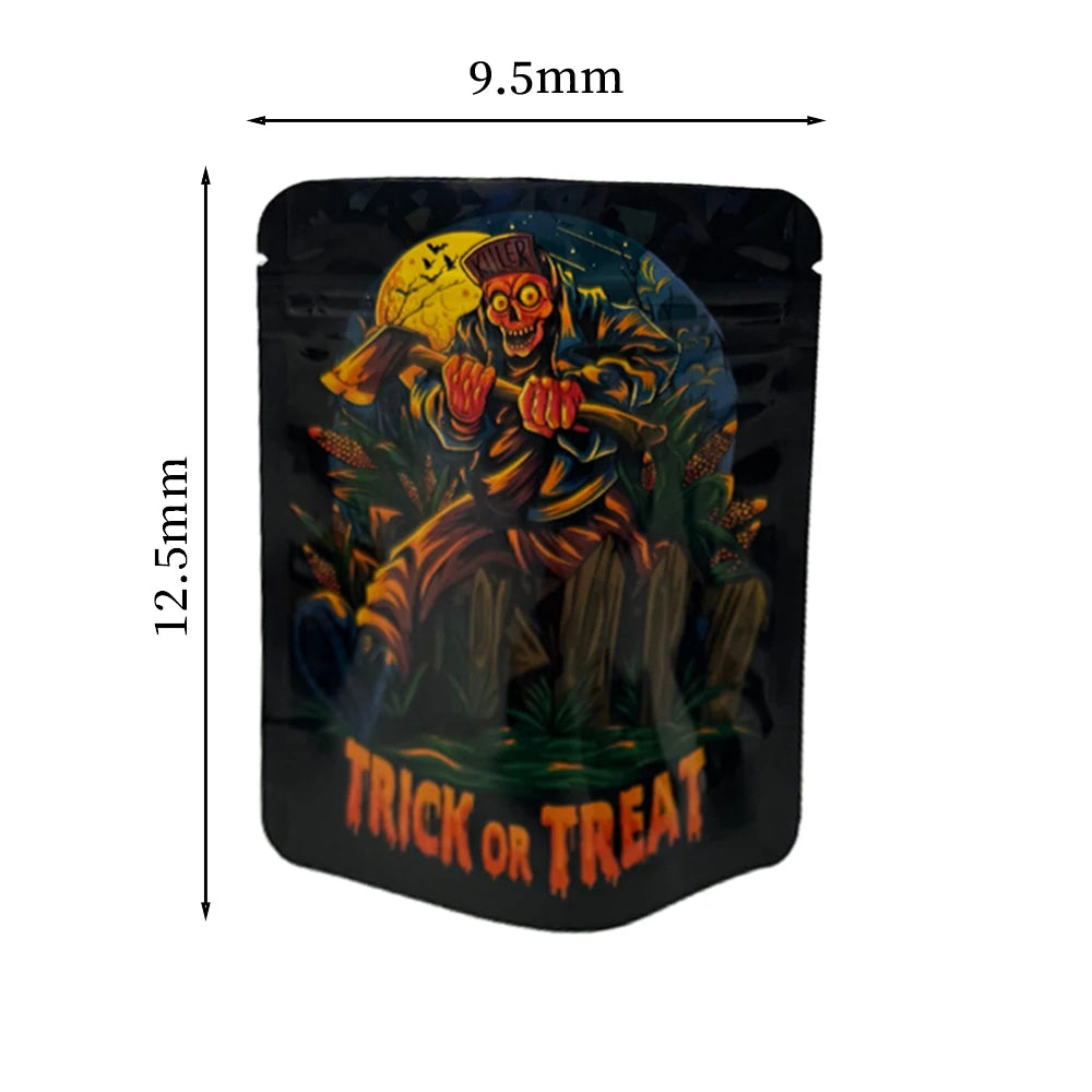 50Pcs Smell Proof Bags Mylar Holographic Resealable Bags Foil Pouch Ziplock Bags for Halloween Favor Storage Jewelry Packaging