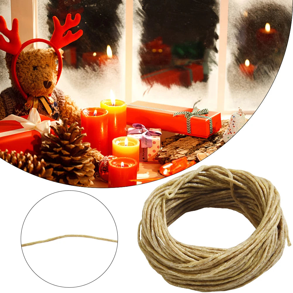 1 Roll Beeswax Wick Organic Hemps Wick 33 FT Well Coated Natural Beeswax For DIY Candle Stick Making Votives Tea Lights New