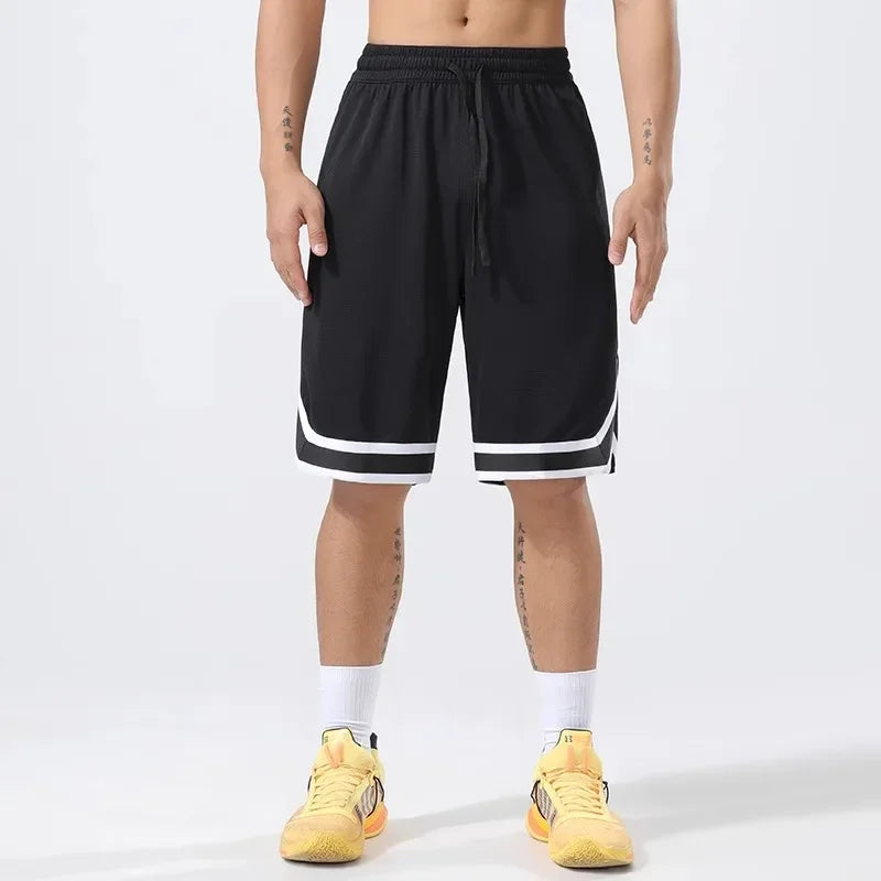 Basketball Pants Sports Running Training Casual Pants Five-point Basketball Shorts Double-sided Zipper Pocket Fitness Men Loose