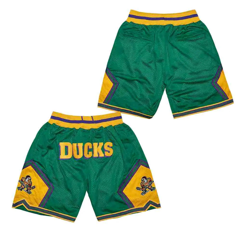 Basketball shorts Mighty Ducks Four pockets Sewing embroidery outdoor sport Beach pants train ventilation Black Green movie 2024