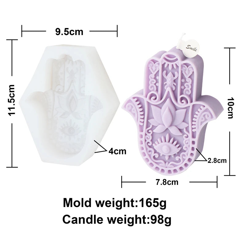 1pc DIY Silicone Candle Mold, Hamsa Hand Shaped Silicone Mould For Soap Resin, Candle Making Supplies Tool