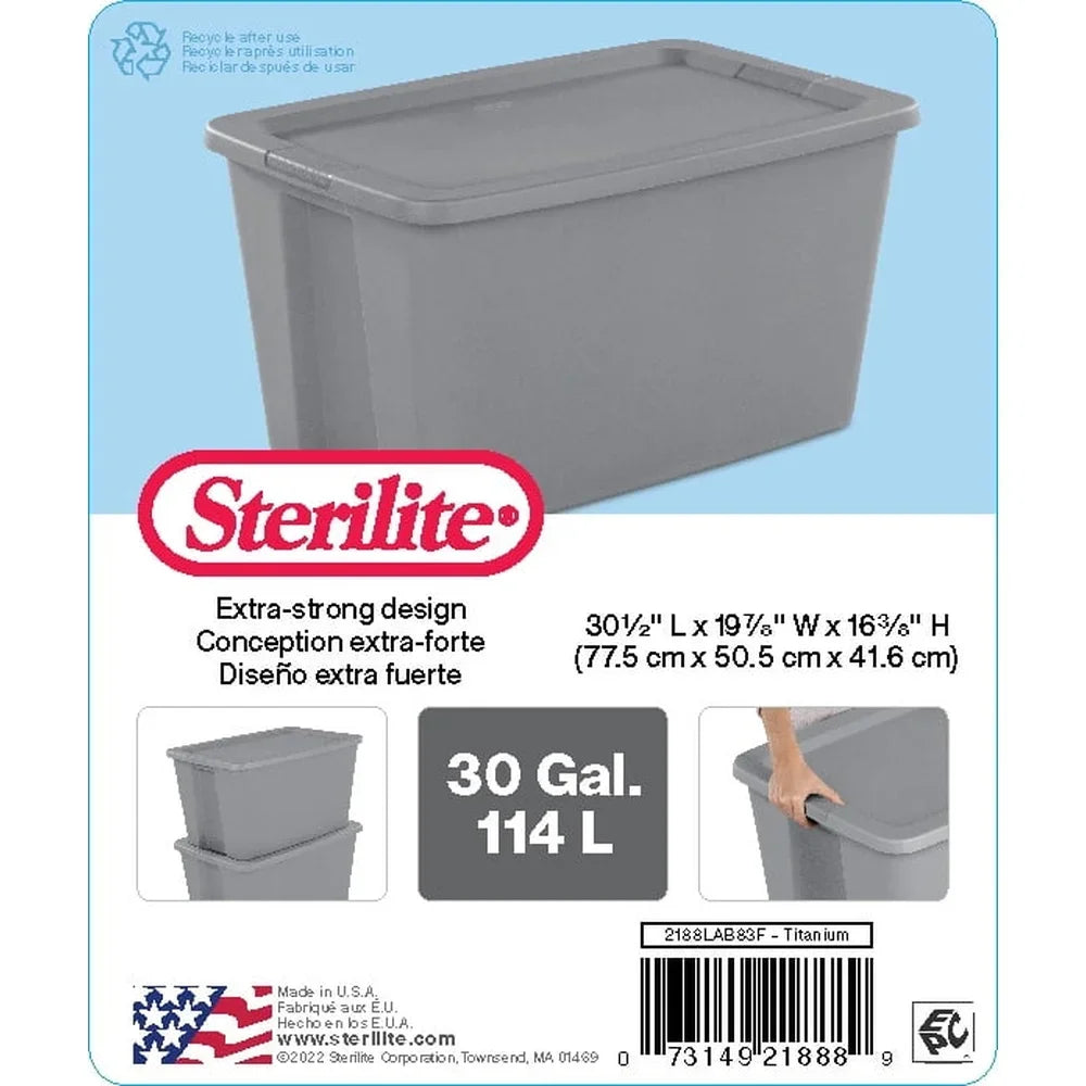 Extra Large Stackable Storage Bin 30 Gallon with Snap-On Lid and Handles