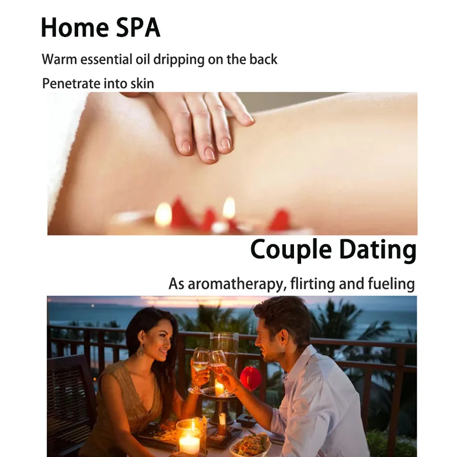 1pc Amber Vanilla massage essential oil candle, coconut wax, heating, body open back SPA romantic holder home decor valentines