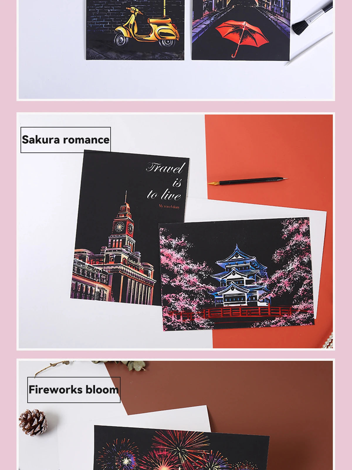 A4 Scratch Paper Art Crafts World Landscape Scraping Paintings Adult Decompression Toys Kids Creative DIY Handmade Gifts