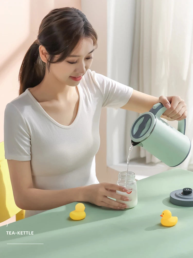 110V/220V Electric Kettle 0.8L Portable Travel Kettle Stainless Steel Liner With Auto Shut-Off 600W 5Mins Fast Boil Home Kettle