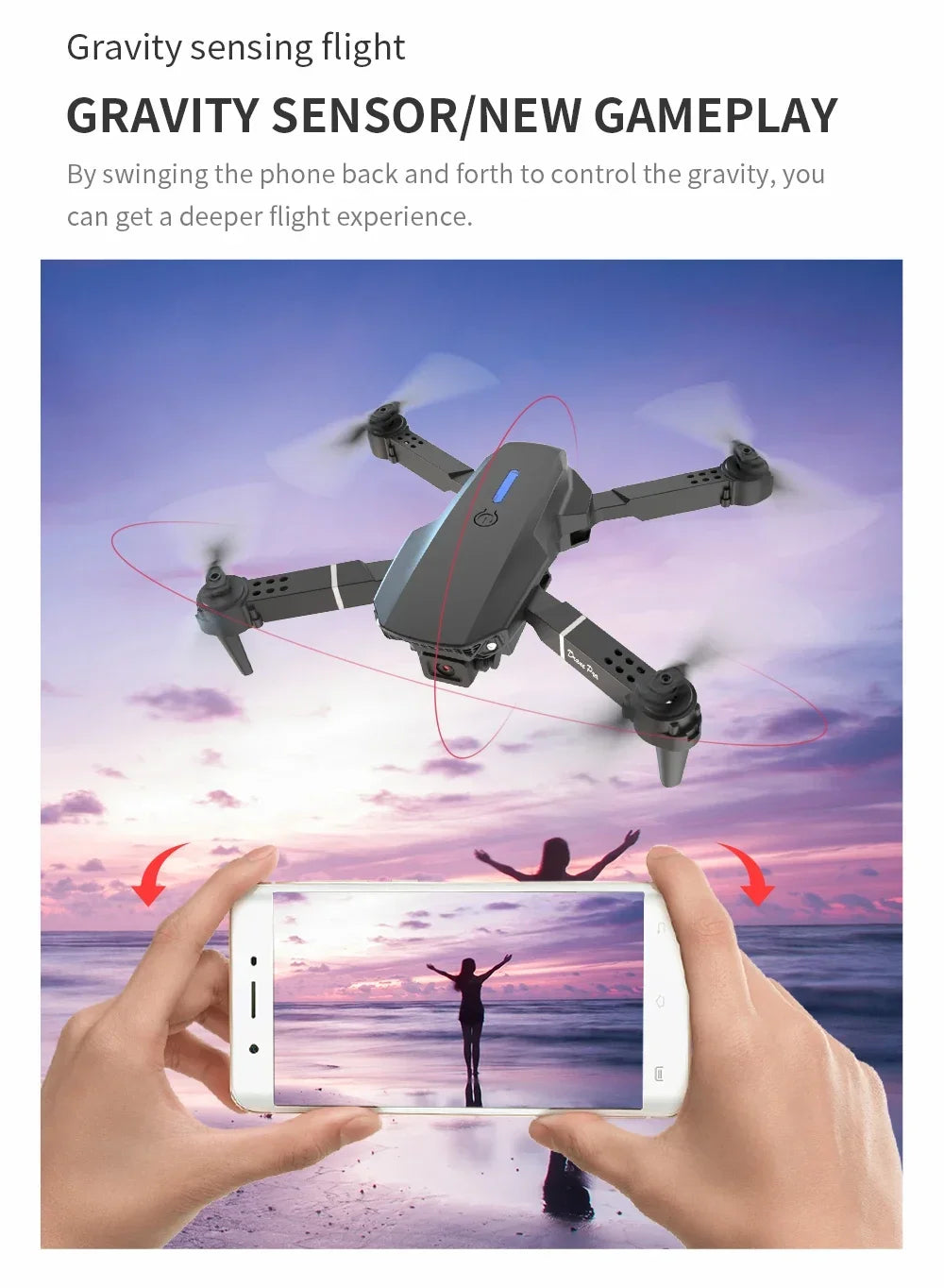 2026 New E88 Drone offers foldable design big screen 8K dual camera GPS brushless motor obstacle avoidance for RC toys gifts