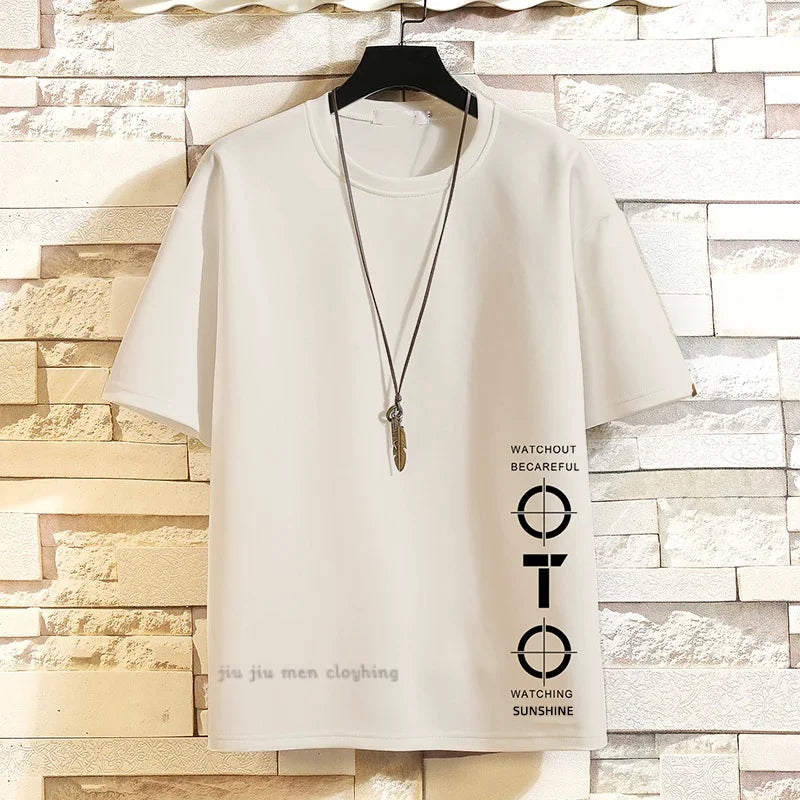 2024 Summer Short Sleeve T Shirt Men'S graphics Print Black White Tshirt Top Tees loose Fashion Clothes O- neck Tshirts