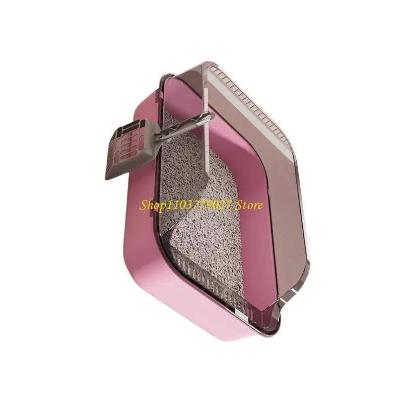 C4DF Semi Covered Pet Toilet Easy to Clean Plastic Litter Tray for Home Use