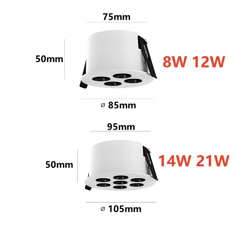 Embedded led circular grille light anti-glare COB downlight Living room Shop 8W12W14W21W bladder light AC 85-265V indoor lightin