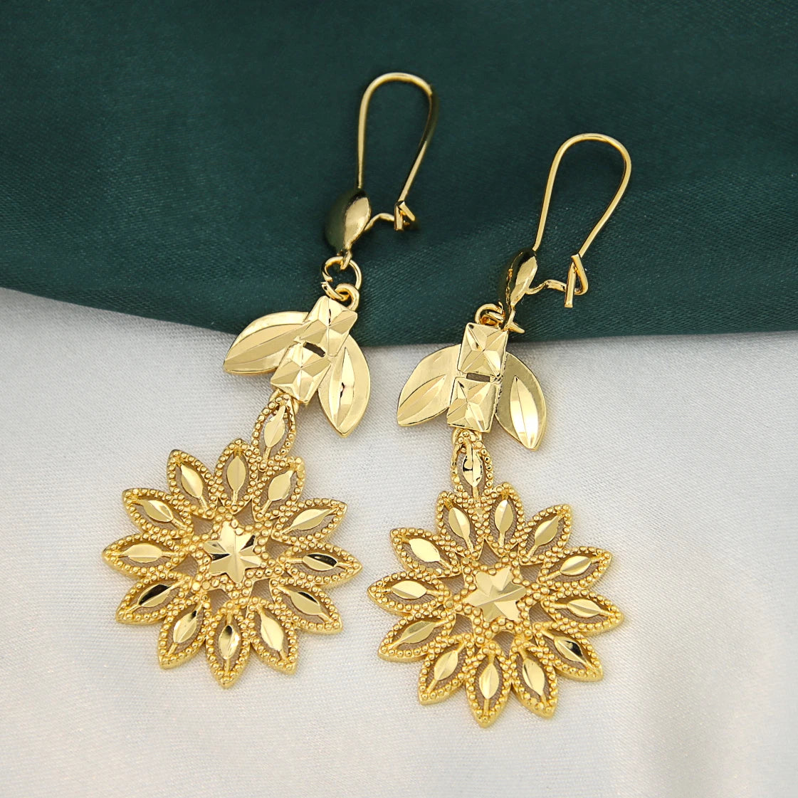 Ethiopian Gold Color Jewelry Set 21k Gold Plated Dubai Bridal Wedding Necklace Earring Set Moroccan African Jewelrys Gift