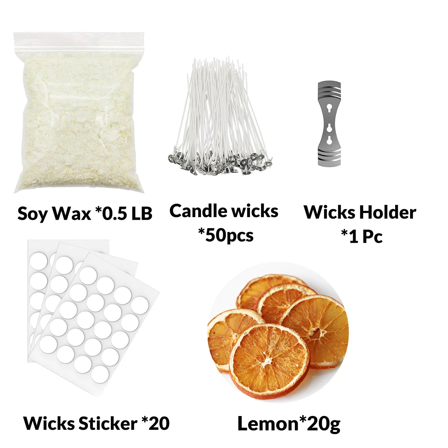 0.5LB Candle Making Kit Supplies, Soy Wax DIY Candle Making, With Soy Candle Wax, Candle Wicks, Fragrance Dried Flower