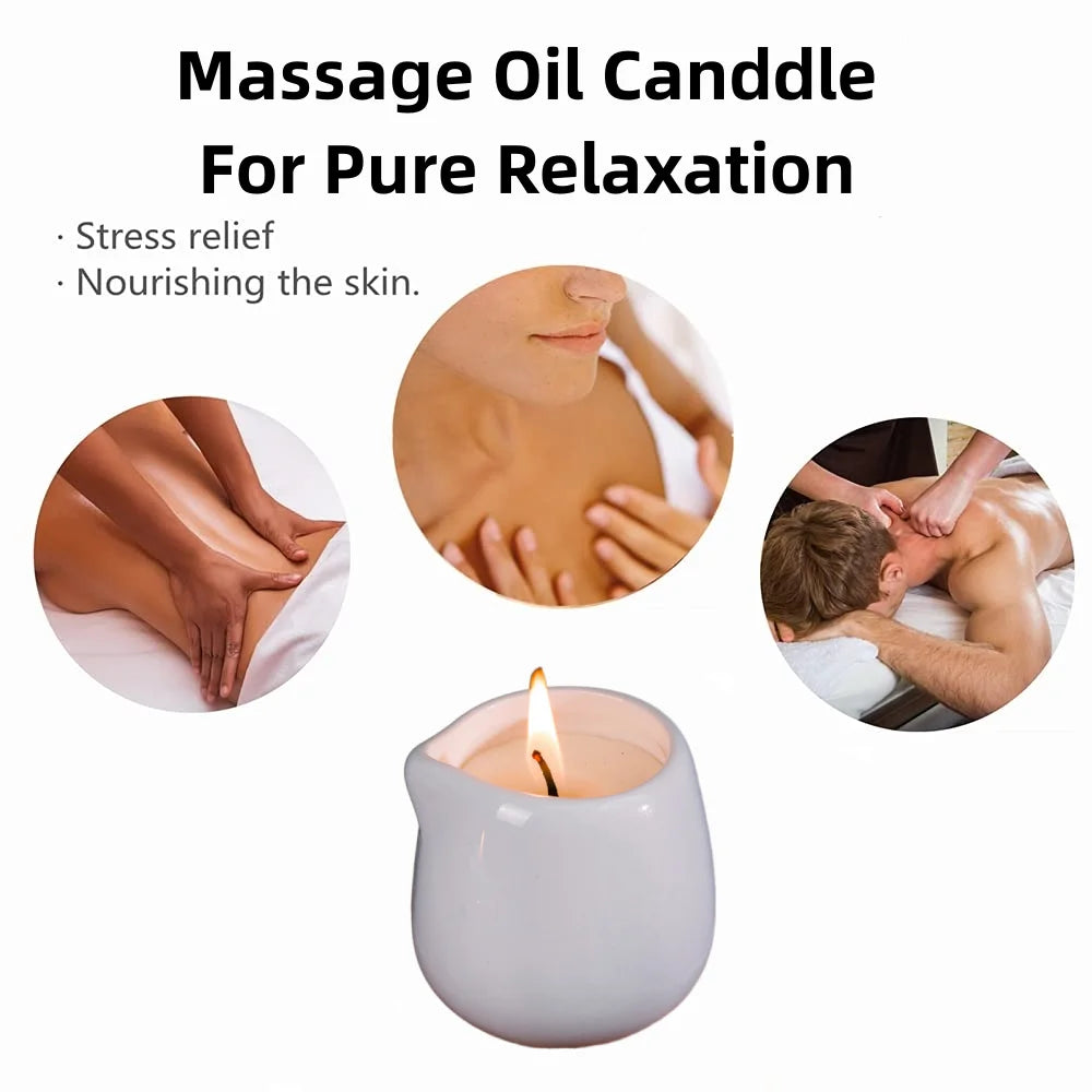 1pc Amber Vanilla massage essential oil candle, coconut wax, heating, body open back SPA romantic holder home decor valentines