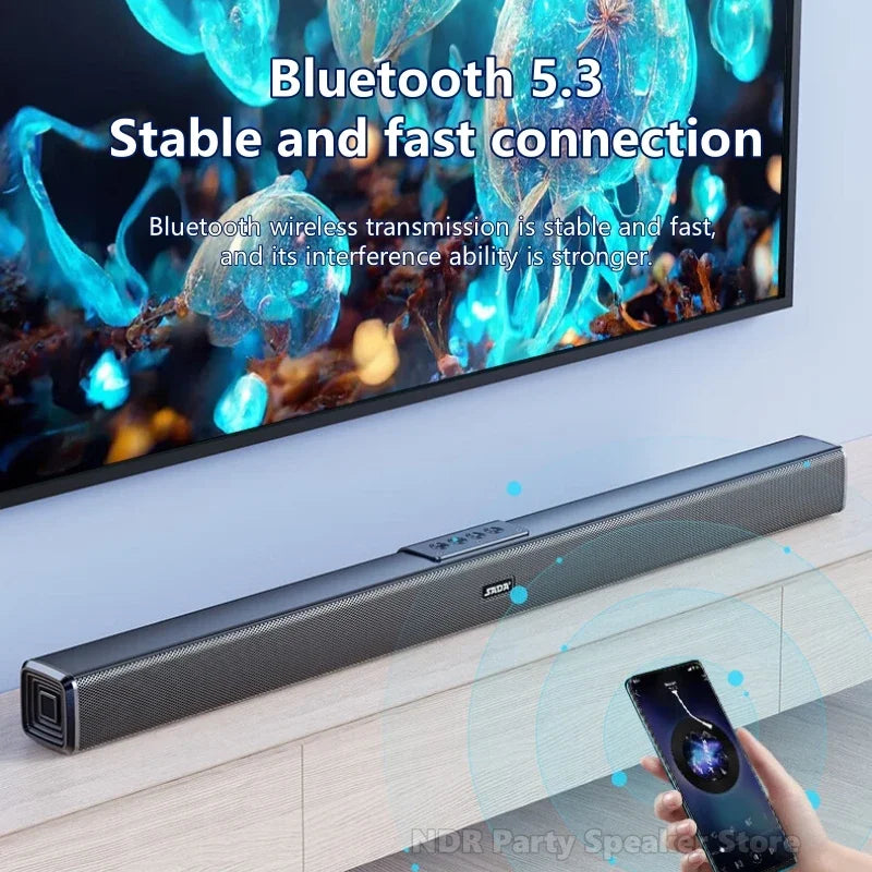 9D Stereo Sound Bar For TV Cinema Echo Wall Bluetooth Speakers COAX AUX U Disk Home Audio Subwoofer 8 Horns 40W High Power