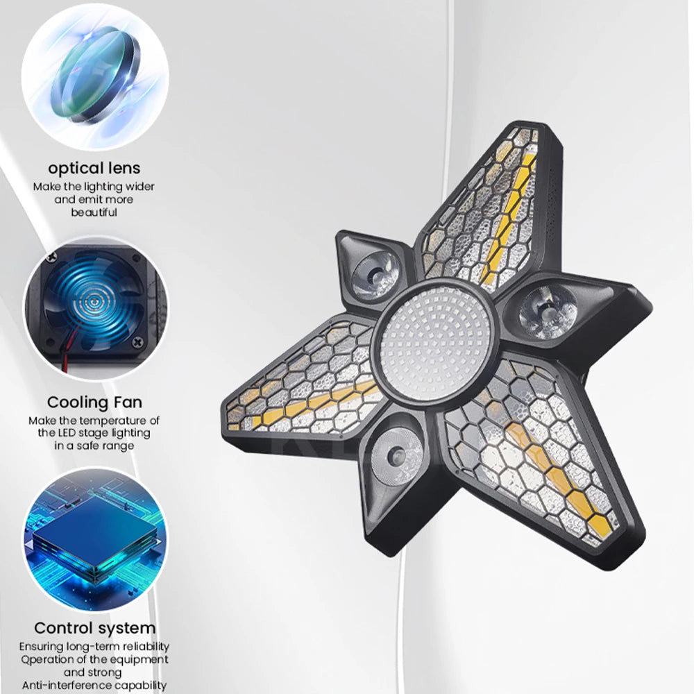 3-Leaf Stage Retro LED COB Light 280W DMX Party Control Sound-Activated RGBW Pixel DJ Lighting for Disco Wedding Concert Club