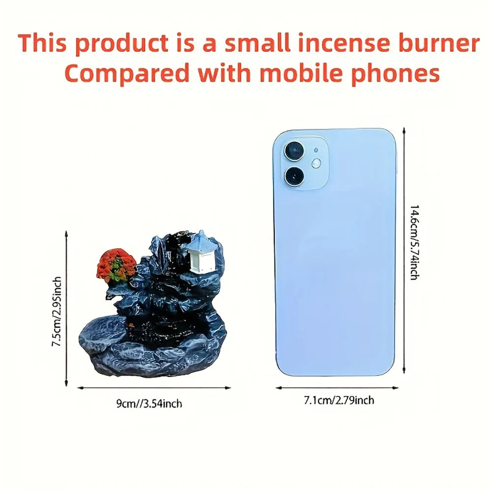 1Pc Unique Creative Mountain Waterfall Incense Burner, Backflow Aromatherapy Resin Waterfall Incense Burner, Statue Ornament Home Decoration Holiday Gift, Perfect Gift for Giving