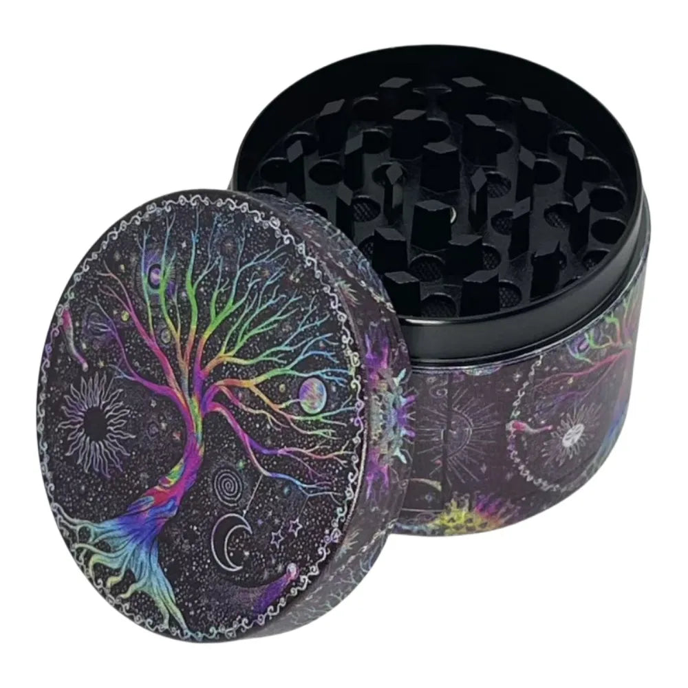 2inch Boho Tree Herb Grinder 4-Layers Metal Pepper Mortar Spice Mill Tobacco Grass Raw Grinder Smoking Accessories Kitchen Tool